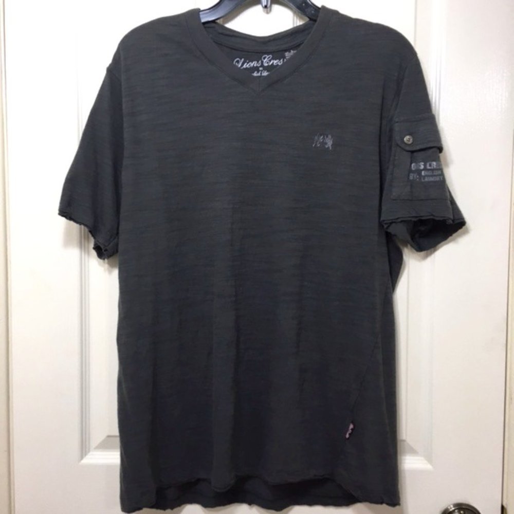 NWOT, English Laundry, Men, V-Neck style Tee shirt, short sleeve, dark Grey, L